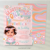 Groovy One 1st Birthday Invitation, Floral 70s Party (Digital Template)