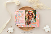 Wild and Three Birthday Invitation, 70s Hippie Rainbow, Photo Invite (Digital Download)