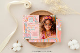 Four Ever Groovy 4th Birthday Invitation, 70s Hippie Rainbow (Digital Download)
