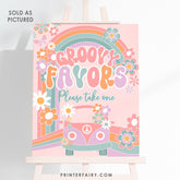 Groovy Party Favors Sign, Hippie Rainbow Design (Digital Download)
