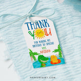 Dinosaur Pool Party Favor Tags, Editable Thank You Tags (INSTANT DOWNLOAD)