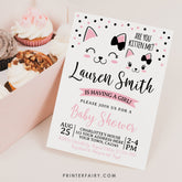 Kitty Cat Baby Shower Invitation Girl (Editable Digital Download)