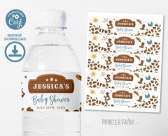 Cowboy Baby Shower Water Bottle Label, Editable (Digital Item)