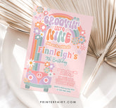 Groovin' into Nine 9th Birthday Invitation, 70s Hippie Rainbow (Digital Download)