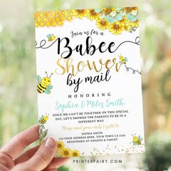 Bee Baby Shower by Mail Invitation, Sunflower Theme (Digital Download)