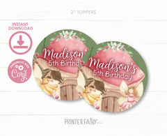 Editable Fairy Birthday Muffin Toppers, Favor Bag Labels (Instant Download)