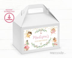 Editable Fairy Birthday Favor Box Labels (Digital Download)