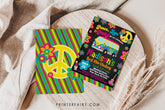 Editable Hippie Birthday Invitation, Groovy 60s Party (Digital Download)