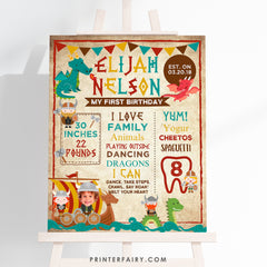 Viking Birthday Milestones Board with Dragon Photo (Instant Download)