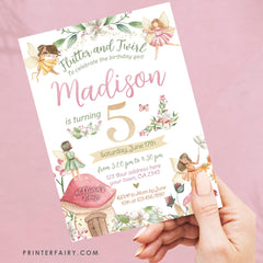 Editable Fairytale Birthday Invitation, Autumn Floral (Instant Download)