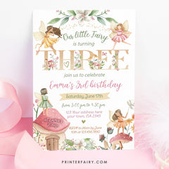 Editable Fairytale Birthday Invitation, Autumn Floral Party (Digital Item)