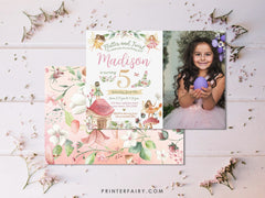Editable Fairytale Birthday Invitation, Autumn Floral Garden (Digital Item)
