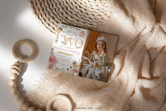 Editable Fairytale 2nd Birthday Invitation, Autumn Floral (Digital Item)