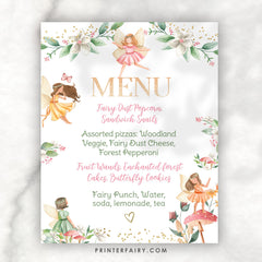 Editable Fairy Birthday Menu Sign, Princess Garden Theme (Digital Download)