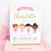 Editable Ballerina Birthday Invitation, Dance Party (Instant Download)