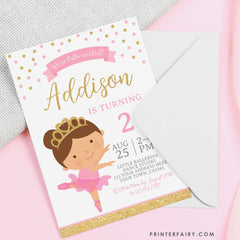 Editable Ballerina Birthday Invitation, Tutu Party (Instant Download)