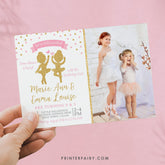 Ballerina Birthday Invitation, Photo, Siblings Party (Instant Download)