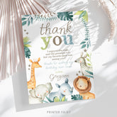Wild Animals Safari Editable Thank You Cards for Any Age