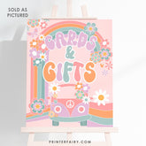 Groovy Cards and Gifts Sign, 70s Hippie Party Decor (Digital Download)