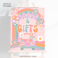 Groovy Cards and Gifts Sign, 70s Hippie Party Decor (Digital Download)
