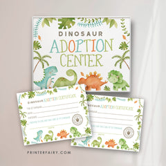 Dinosaur Adoption Sign and Certificate (Instant Download)