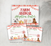 Farm Animal Adoption Sign & Certificate, Barnyard Birthday (Digital Download)