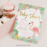 Flamingo Tropical Baby Shower Invitation, Editable (Digital Download)