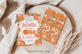 Groovy One Birthday Invitation, Retro Floral (INSTANT DOWNLOAD)