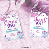 Dragon Birthday Thank You Tags, Girl Party Favors (Printable Template)