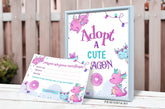 Dragon Adoption Certificate and Sign, Purple Pink Party (Digital Download)