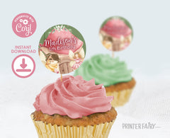 Editable Fairy Birthday Muffin Toppers, Favor Bag Labels (Instant Download)