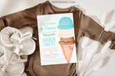 Ice Cream Baby Shower Invitation, Watercolor Cone (Digital Item)