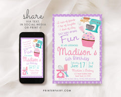 Editable Baking Birthday Invitation, Bakery Party (Instant Download)
