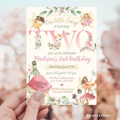 Editable Fairy 2nd Birthday Invitation: Floral Garden (Instant Download)