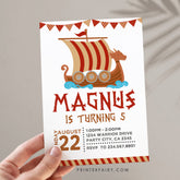 Viking Boat Birthday Invitation, Editable Dragon Ship (Instant Download)