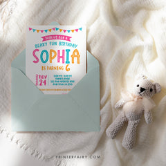 Teddy Bear Birthday Invitation, Editable Bear Theme (Instant Download)