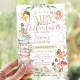 Fairy Tea Party Invitation, Second Birthday, Floral (Editable Digital Download)
