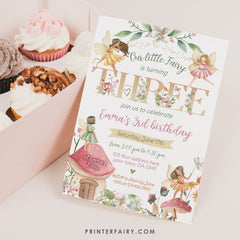 Editable Fairytale Birthday Invitation, Autumn Floral Party (Digital Item)