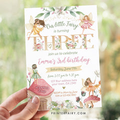 Editable Fairytale Birthday Invitation, Autumn Floral Party (Digital Item)