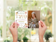 Editable Fairytale 2nd Birthday Invitation, Autumn Floral (Digital Item)