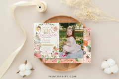 Fairy Tea Party Invitation, Floral 2nd Birthday (Editable Digital Download)