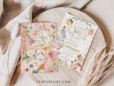 Editable Fairytale Tea Party Birthday Invitation, Floral Autumn Garden (Digital)