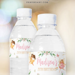 Editable Fairy Birthday Water Bottle Labels (Digital Download)