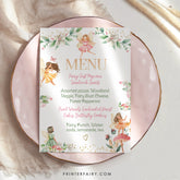 Editable Fairy Birthday Menu Sign, Princess Garden Theme (Digital Download)