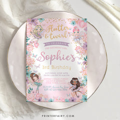 Fairy Ballerina Birthday Invitation, Editable Template (Digital Download)