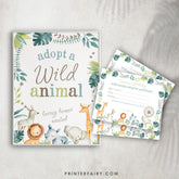Wild Animal Adoption Sign & Certificate, Jungle Birthday Party (Digital Download)