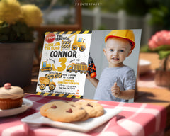 Construction Truck Birthday Invitation with Photo (Digital Download)