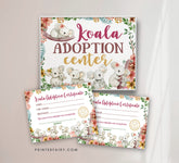 Koala Adoption Birthday Party Sign & Certificate (Digital Download)