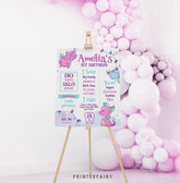 Girl Dragon 1st Birthday Stats Board, Printable Party Decor (Digital Download)