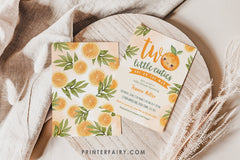 Orange Twins Baby Shower Invitation, Two Little Cuties (Digital Download)